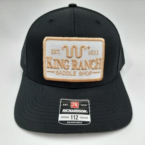 King Ranch Richardson 112 Trucker Mesh Snapback Hat Cap Black Embroider Patch TX - Picture 2 of 4